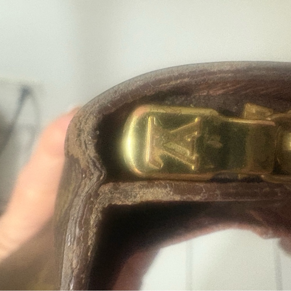 Brown Leather Wallet with Gold Accents